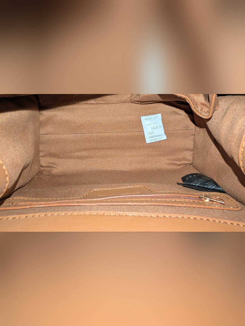 Badgley Mischka Vegan Leather Satchel Handbag Fur Border Brown NWT - Picture 4 of 10